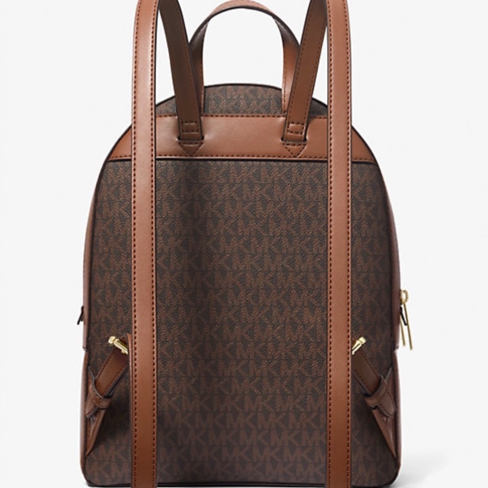 New Michael Kors Medium Signature Brown Backpack with Gold Details - Picture 3 of 4